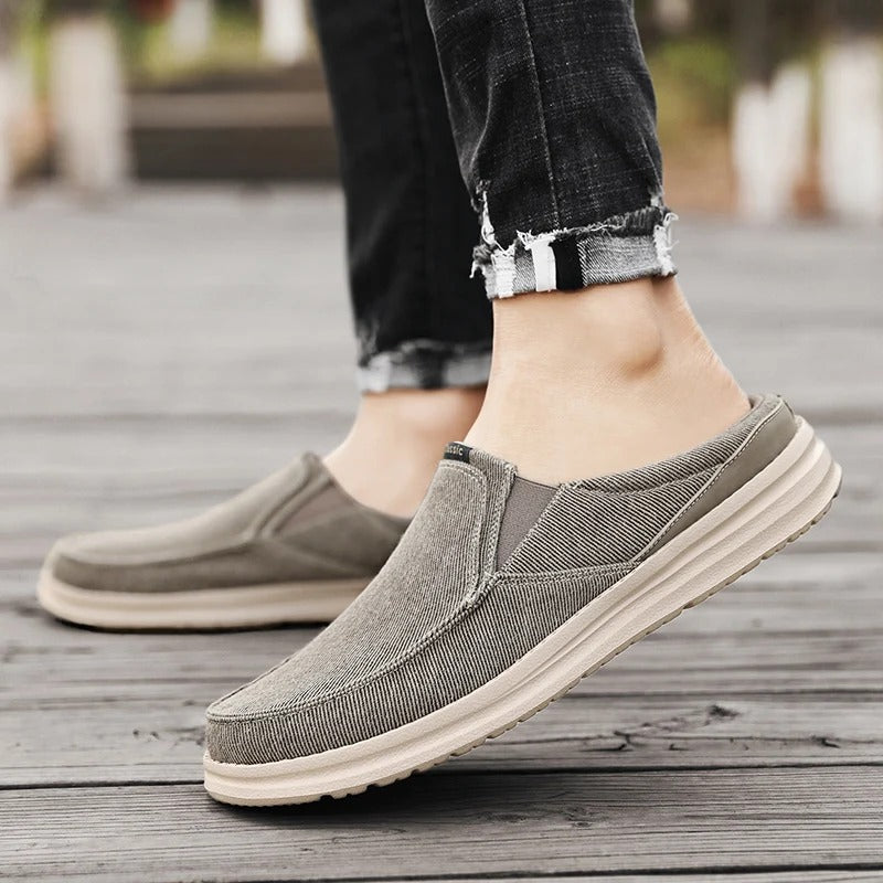 Men's Slip-On Denim Mules with Cushioned Sole