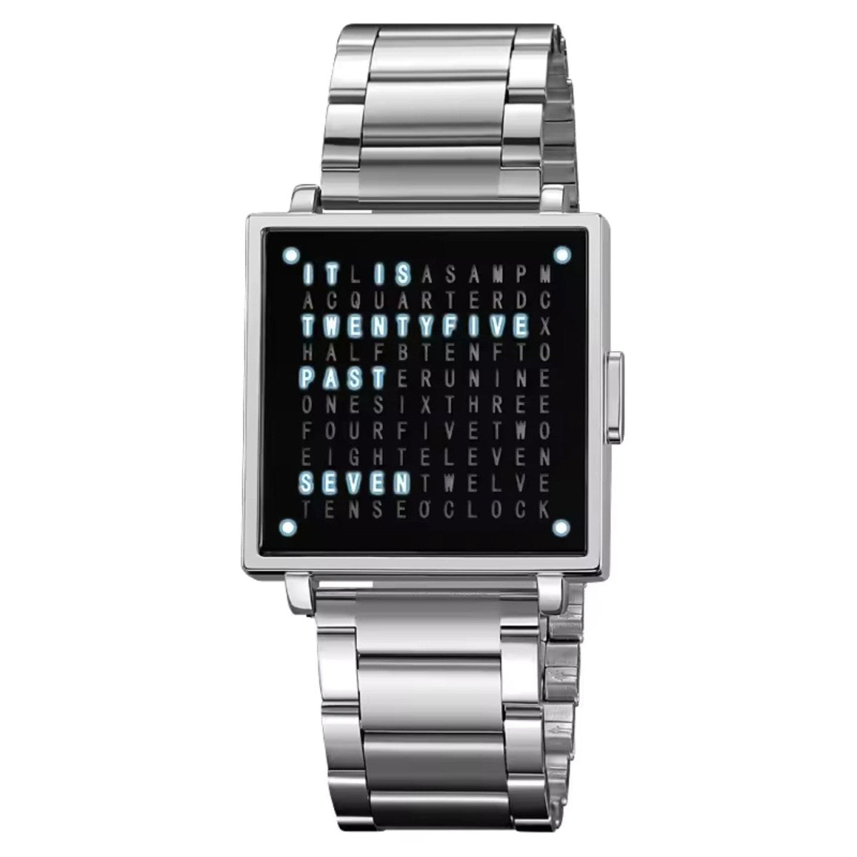 Textual Time Display Watch in Zinc Alloy