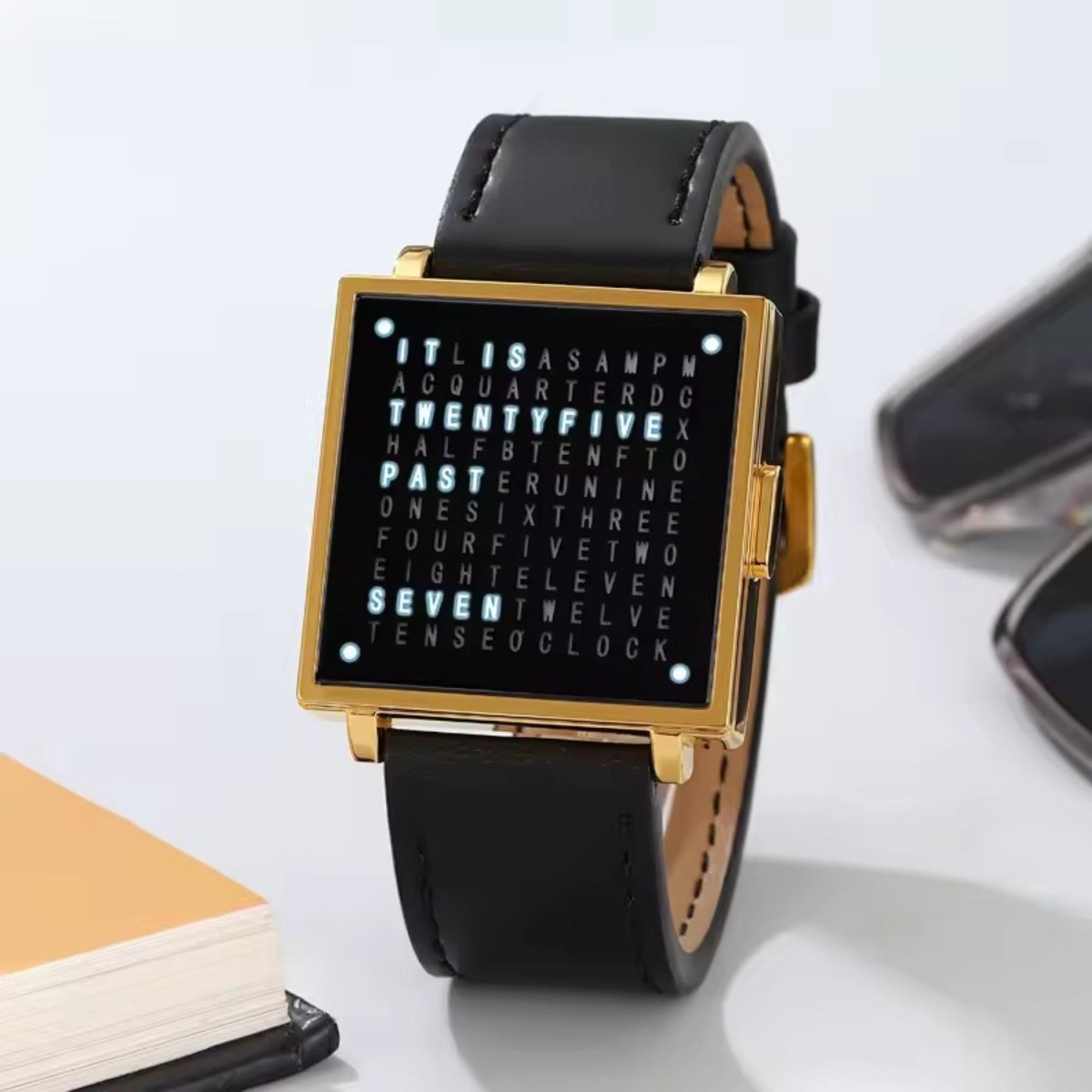 Textual Time Display Watch in Zinc Alloy
