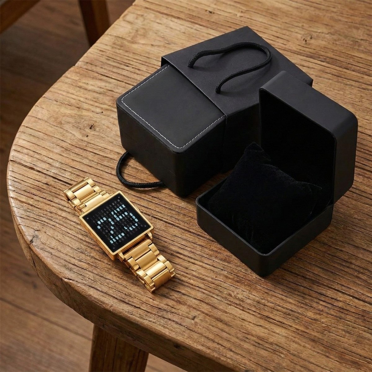 Textual Time Display Watch in Zinc Alloy