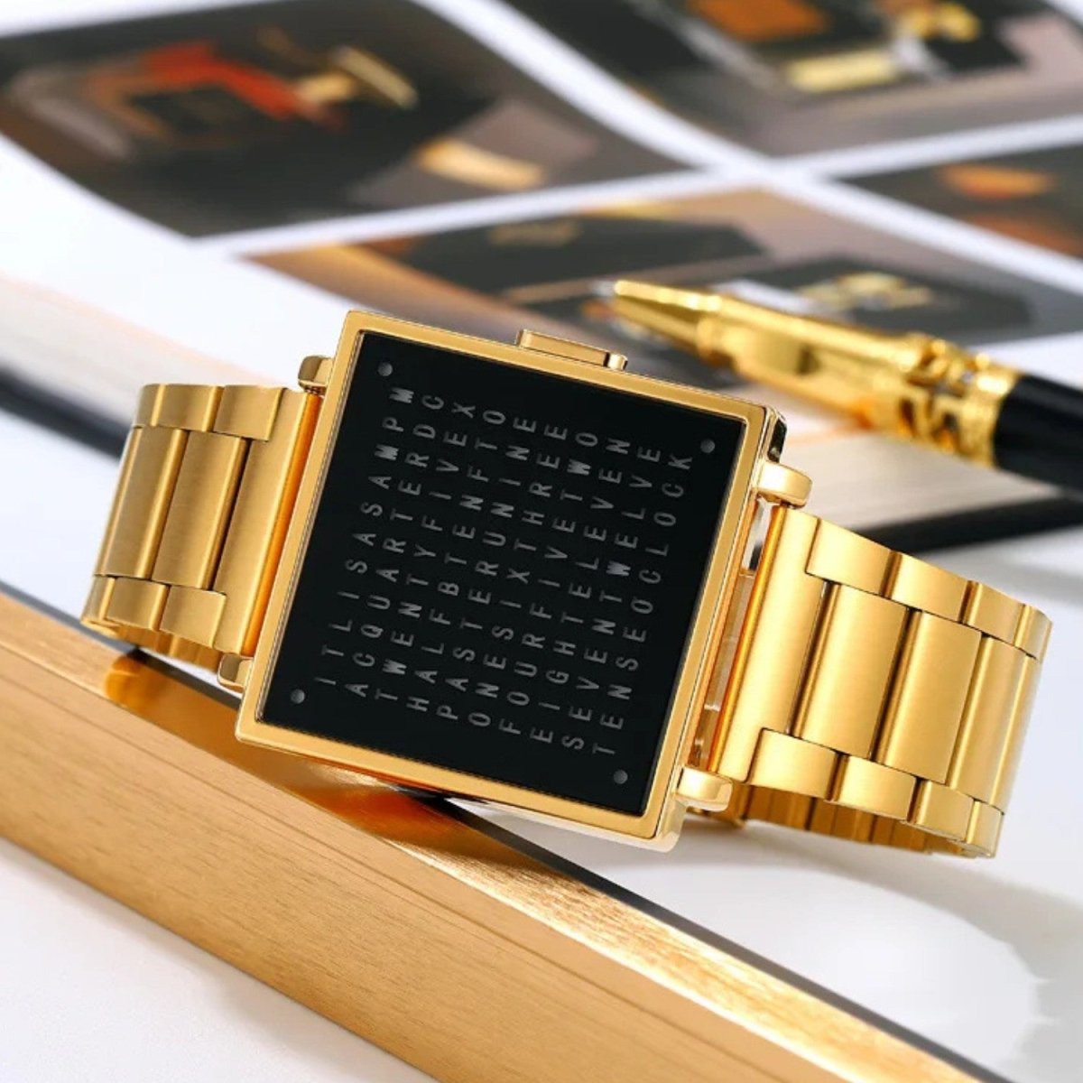 Textual Time Display Watch in Zinc Alloy