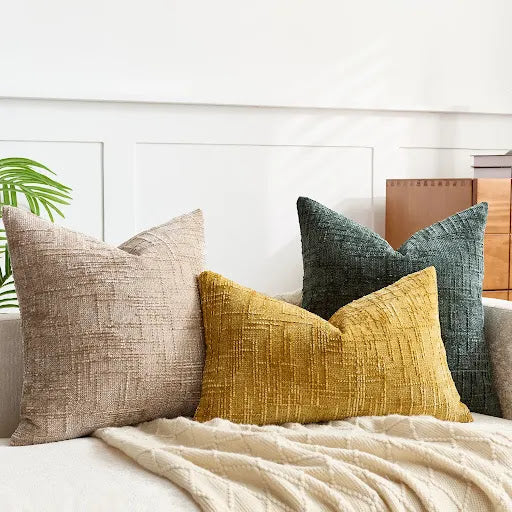 Chenille Bamboo Texture Decorative Cushion Cover in Solid Color