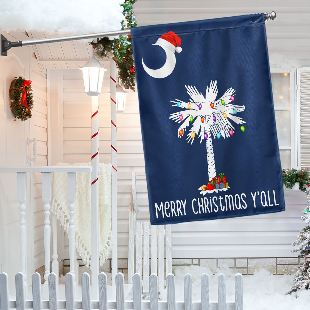 South Carolina Merry Christmas Y'all Flag - Double-Sided Canvas, 3 Sizes