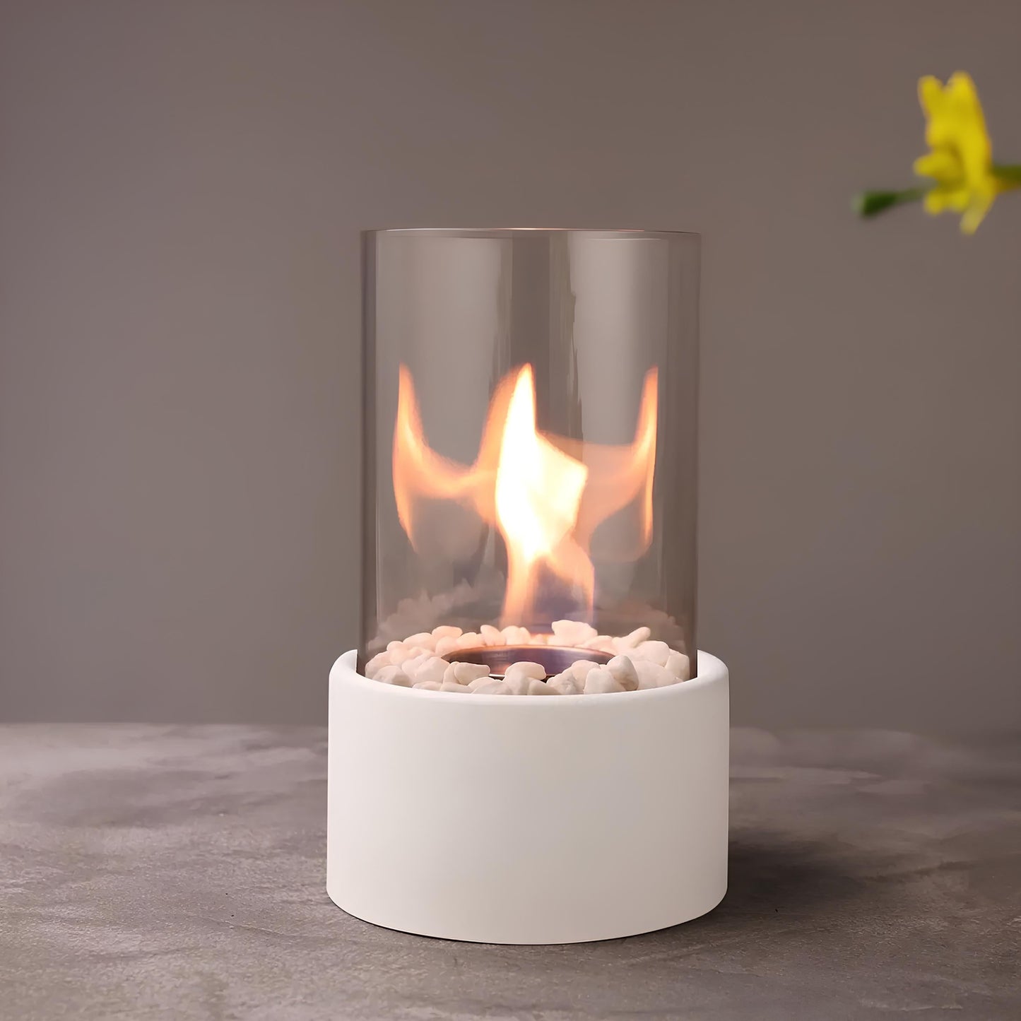 Glass Oil Table Lamp with Removable Cylinder and Metal Base