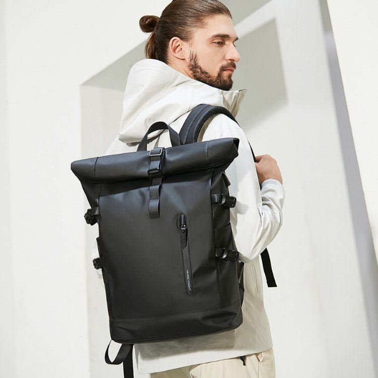 Waterproof Roll Top Backpack with Organized Compartments