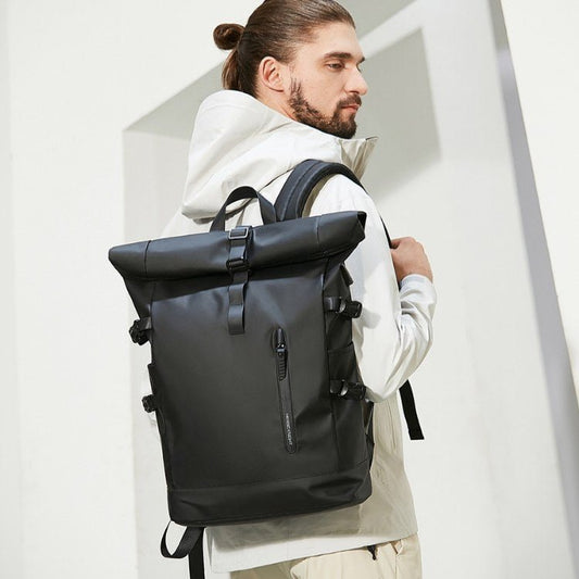 Waterproof Roll Top Backpack with Organized Compartments