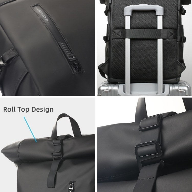 Waterproof Roll Top Backpack with Organized Compartments