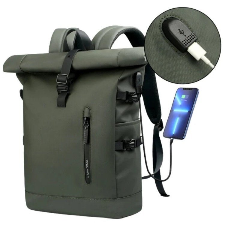 Waterproof Roll Top Backpack with Organized Compartments