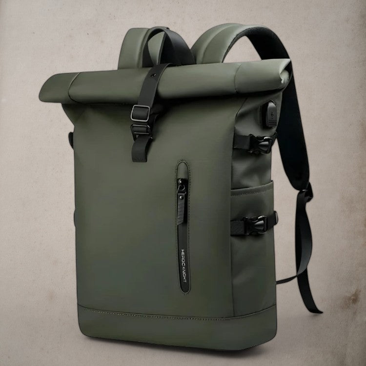 Waterproof Roll Top Backpack with Organized Compartments