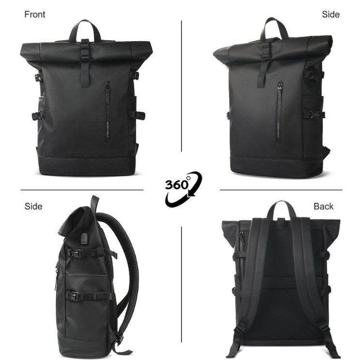 Waterproof Roll Top Backpack with Organized Compartments