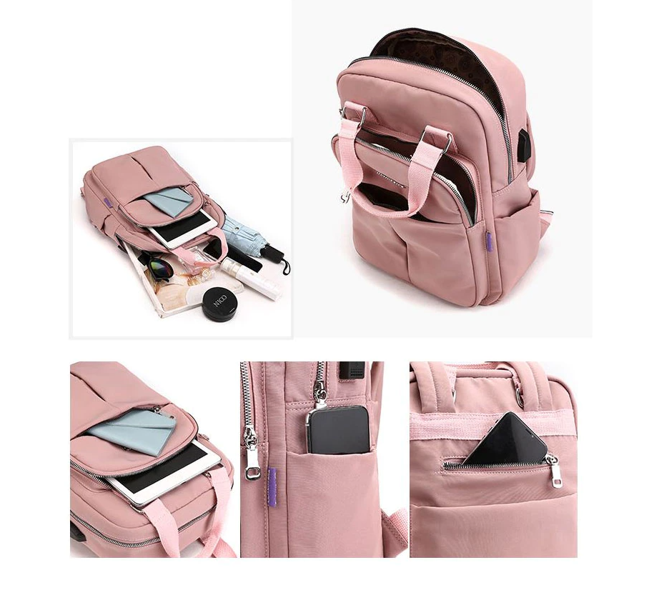 Water-Resistant Anti-Theft USB Charging Backpack with Multi-Compartment Design