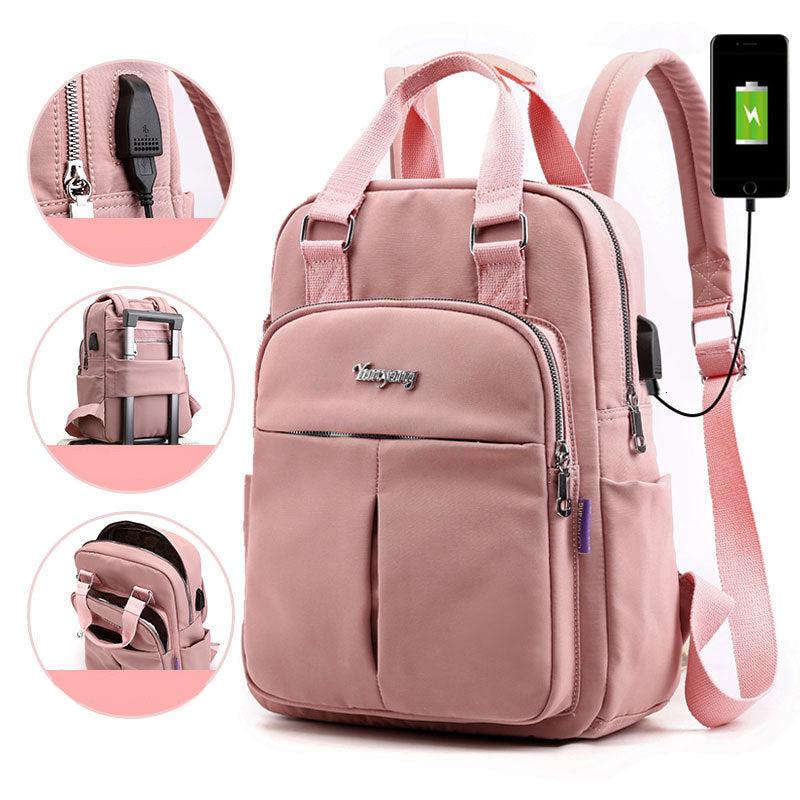 Water-Resistant Anti-Theft USB Charging Backpack with Multi-Compartment Design