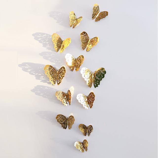 3D Butterfly Wall Stickers in Gold and Silver