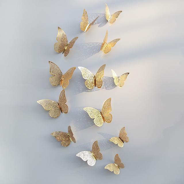 3D Butterfly Wall Stickers in Gold and Silver