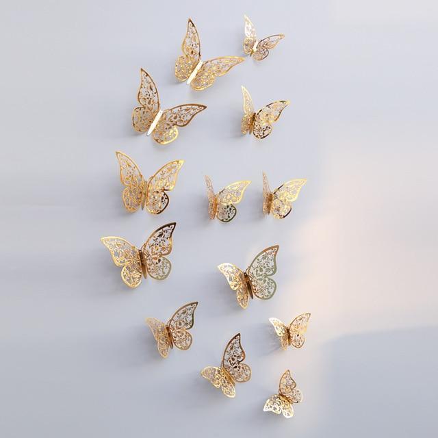 3D Butterfly Wall Stickers in Gold and Silver