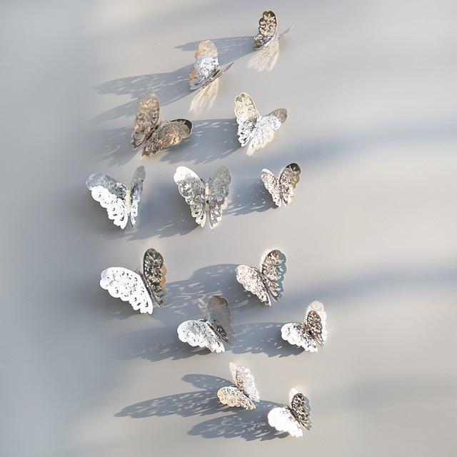 3D Butterfly Wall Stickers in Gold and Silver