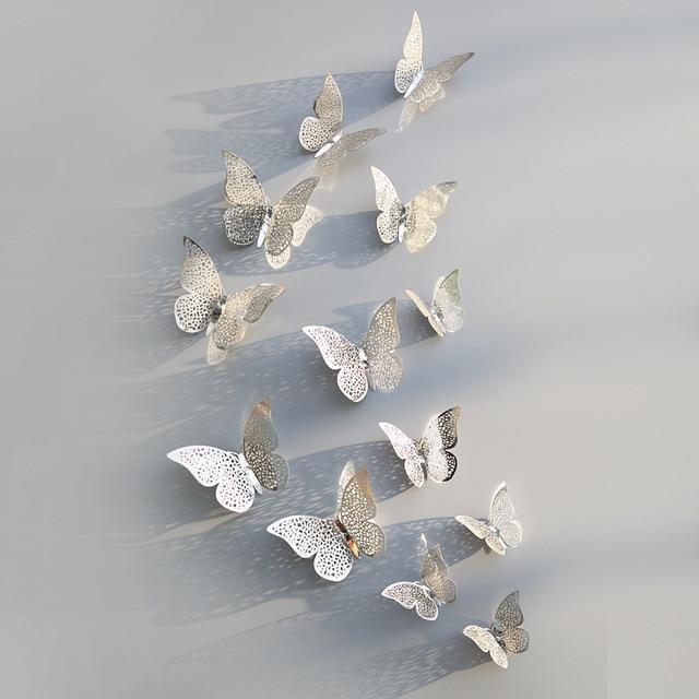 3D Butterfly Wall Stickers in Gold and Silver