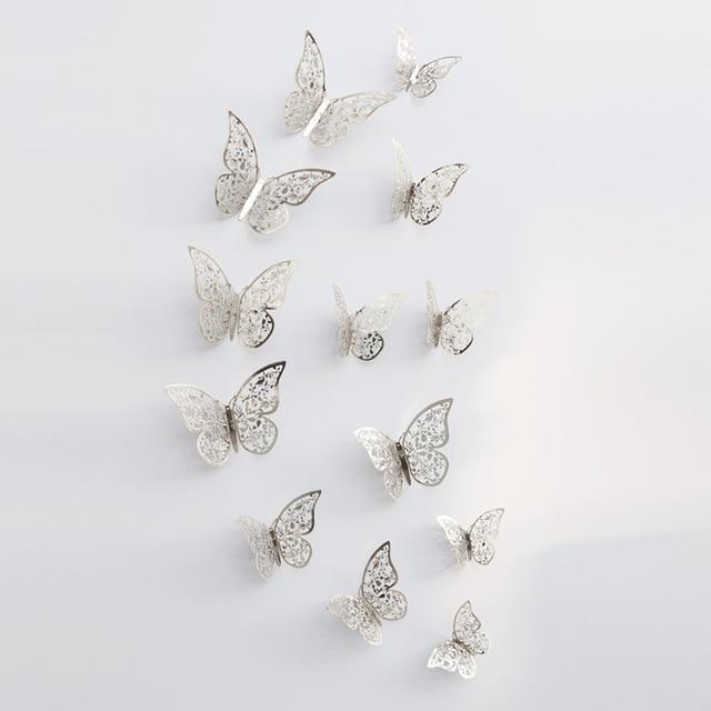 3D Butterfly Wall Stickers in Gold and Silver