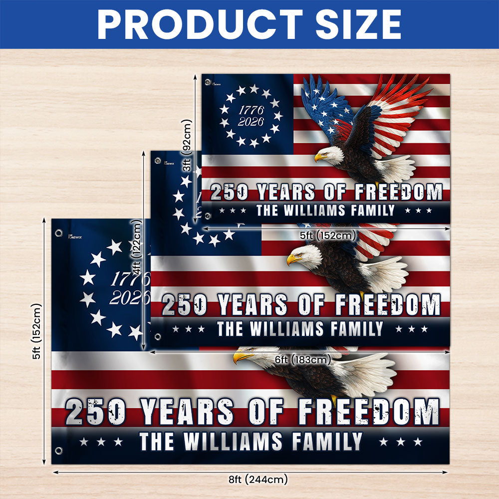 Personalized Betsy Ross Eagle Grommet Flag 250 Years of Freedom