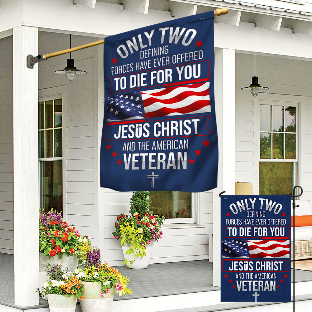 Veteran Flag with Jesus Christ Quote - Custom Double-Sided Canvas Flag