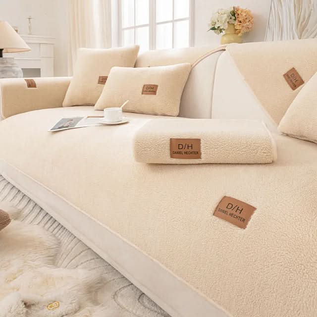 Sherpa Fleece Sofa Cover with Non-Slip Backing
