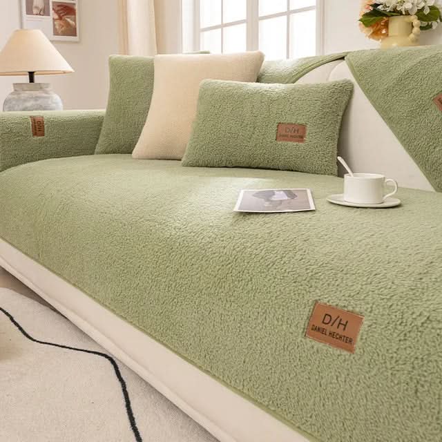 Sherpa Fleece Sofa Cover with Non-Slip Backing