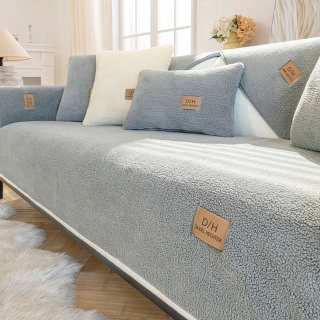 Sherpa Fleece Sofa Cover with Non-Slip Backing