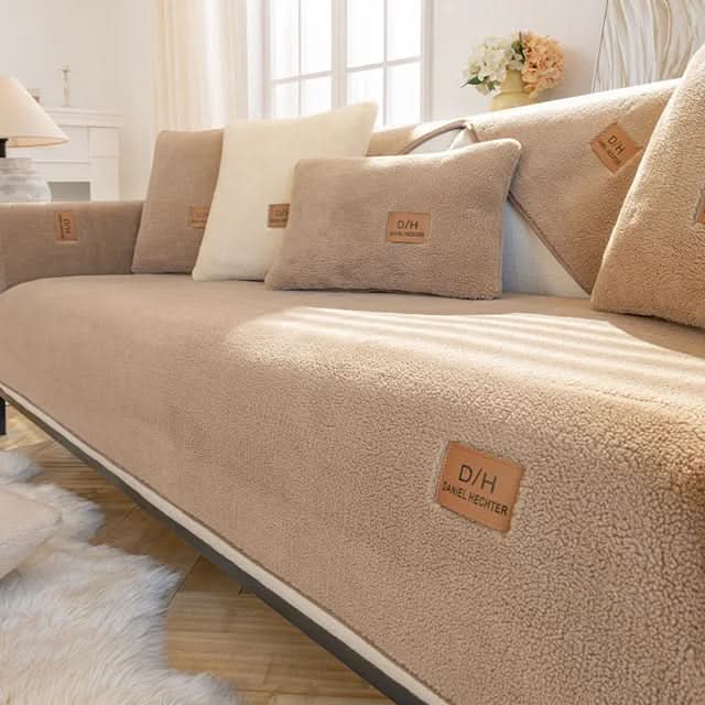 Sherpa Fleece Sofa Cover with Non-Slip Backing