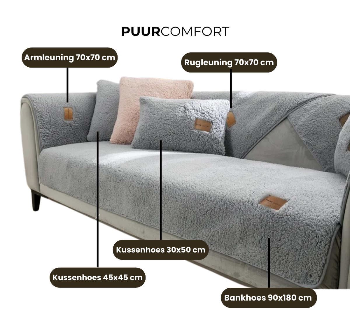 Sherpa Fleece Sofa Cover with Non-Slip Backing