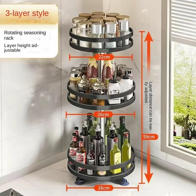 360-Degree Rotating Spice Rack Organizer