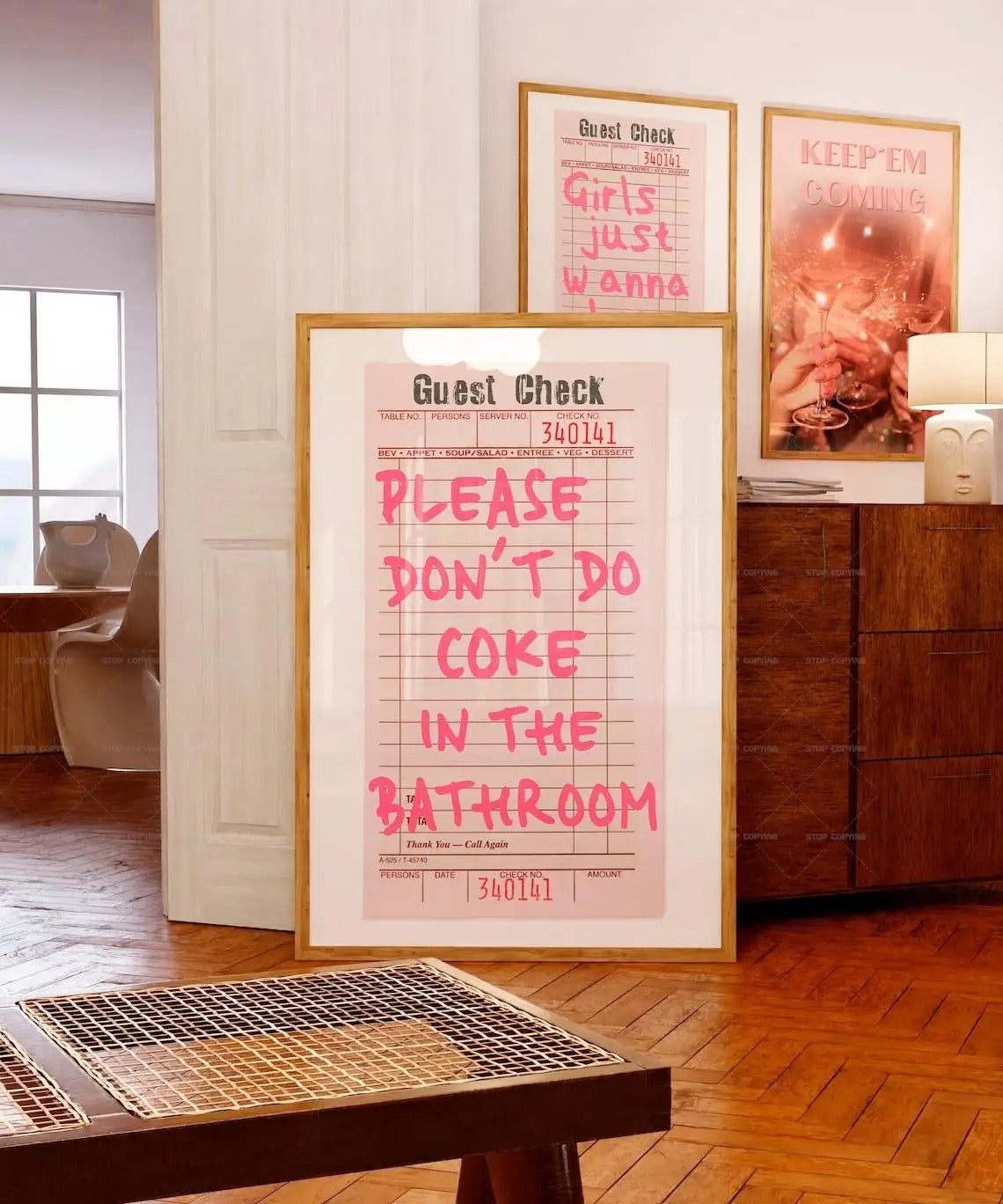 Humorous Bathroom Wall Poster with Playful Quotes and Illustrations
