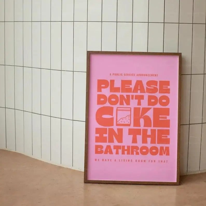 Humorous Bathroom Wall Poster with Playful Quotes and Illustrations