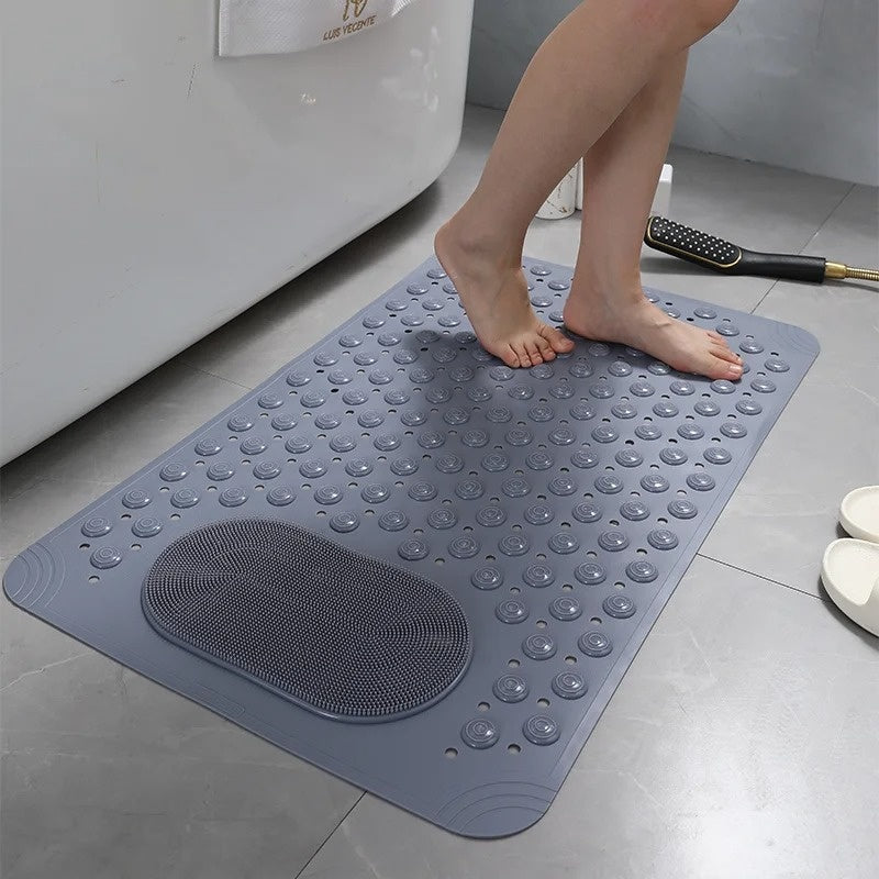 Non-Slip Shower Mat with Foot Scrubber for Safe Bathing