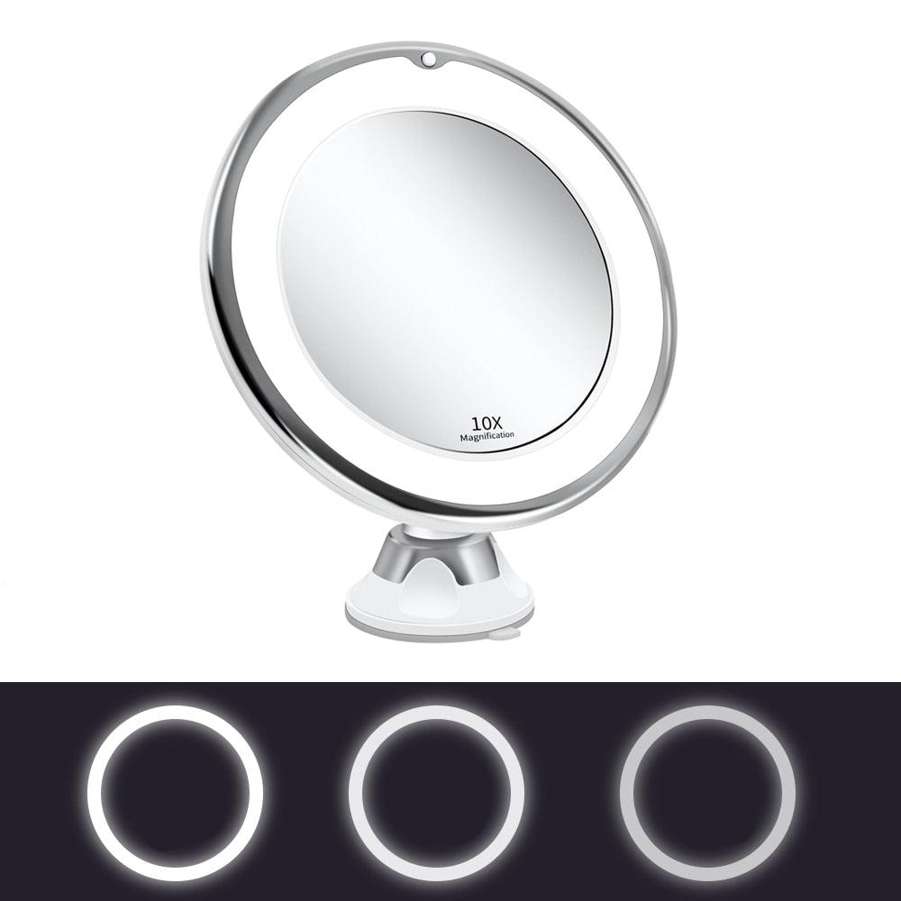 LED Makeup Mirror with Magnification and Integrated Lighting