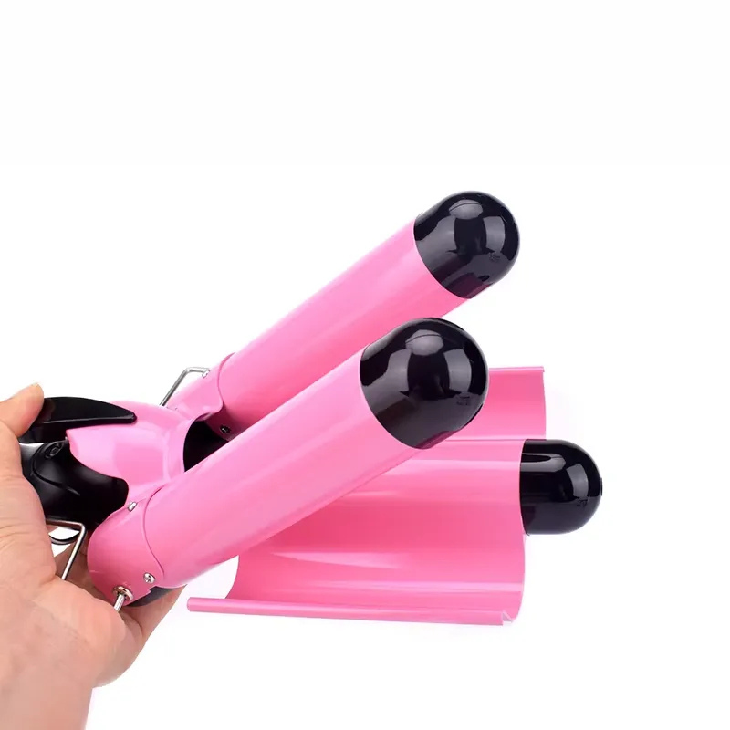 3-Barrel Ceramic Hair Curler with Adjustable Temperature