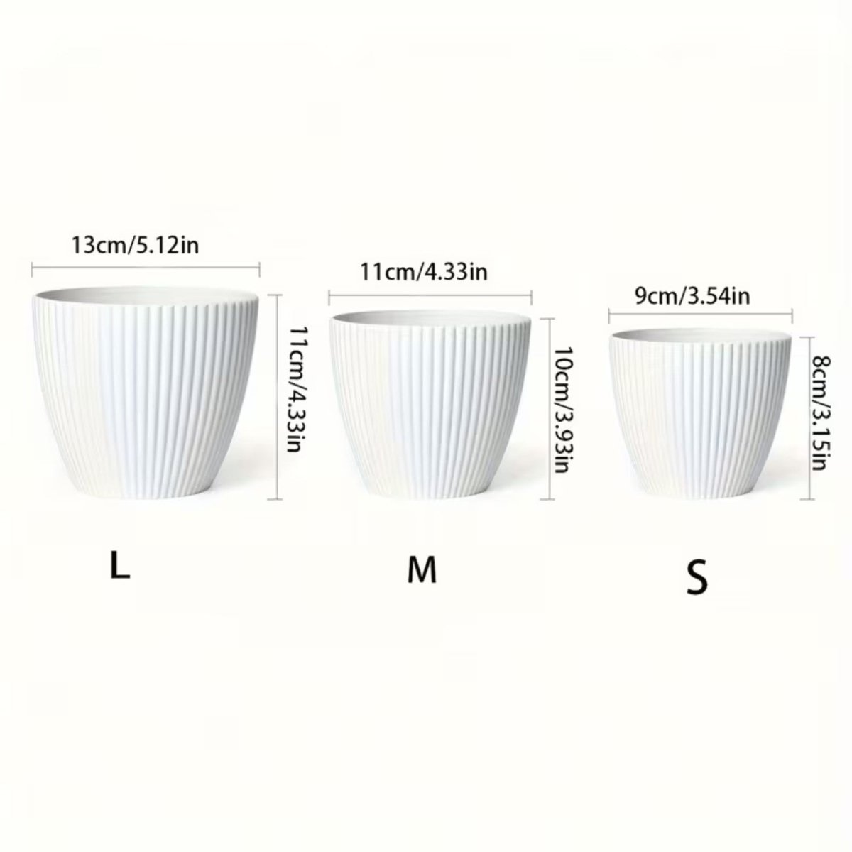 Modern Vertical Striped Flower Pot with Drainage Saucer