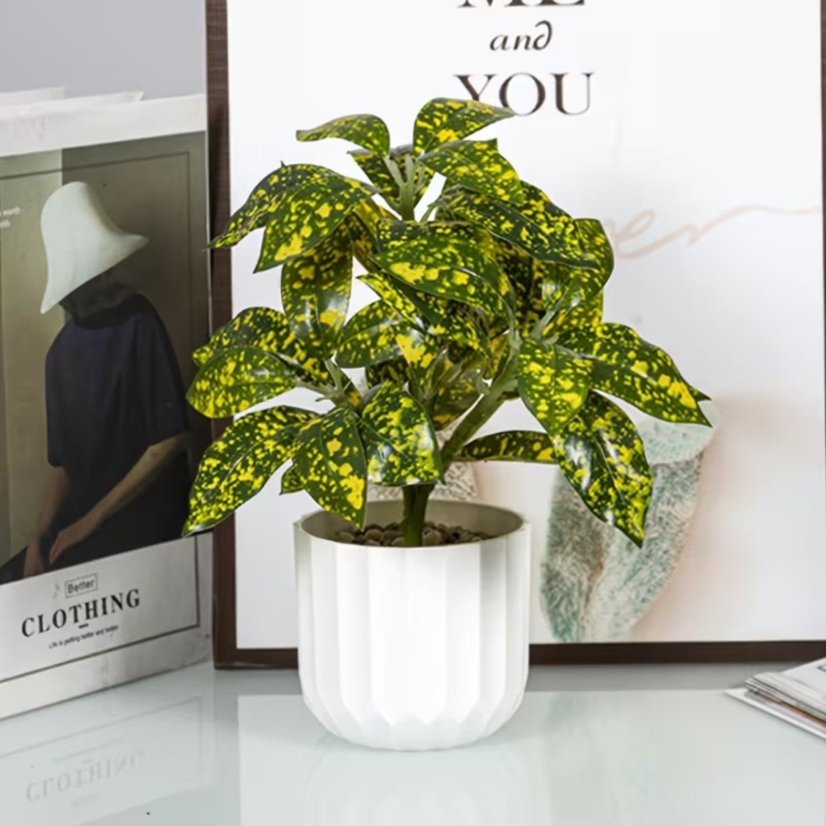 Vertical Striped Indoor Plant Pot - Durable Plastic Flower Container