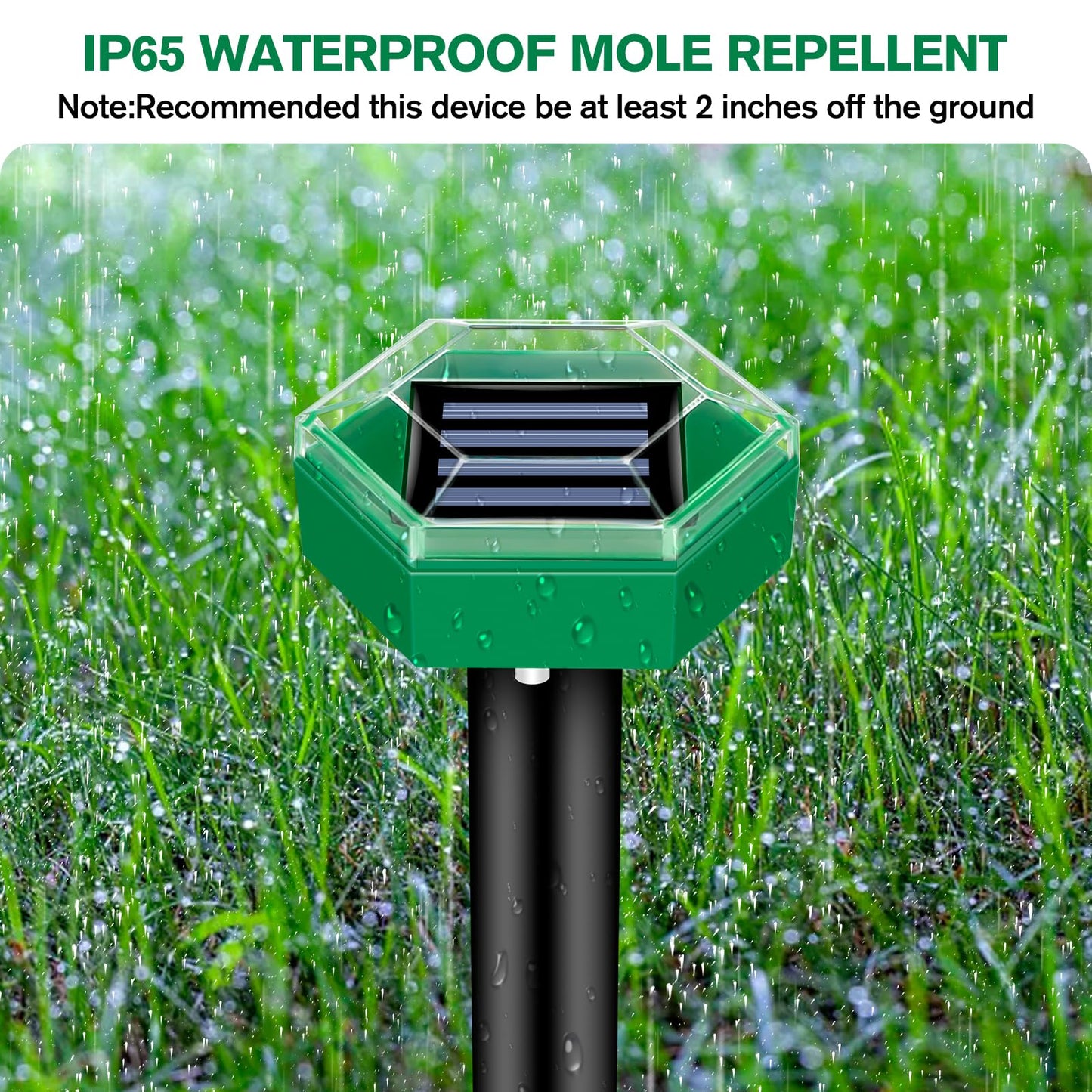 Solar-Powered Ultrasonic Mole Repellent for 465 m² Garden Coverage
