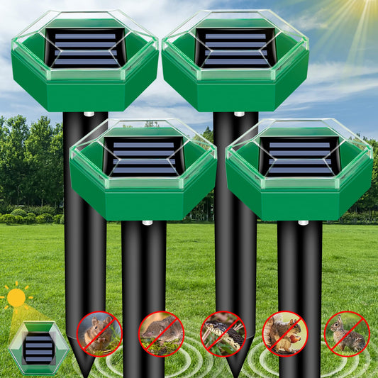 Solar-Powered Ultrasonic Mole Repellent for 465 m² Garden Coverage
