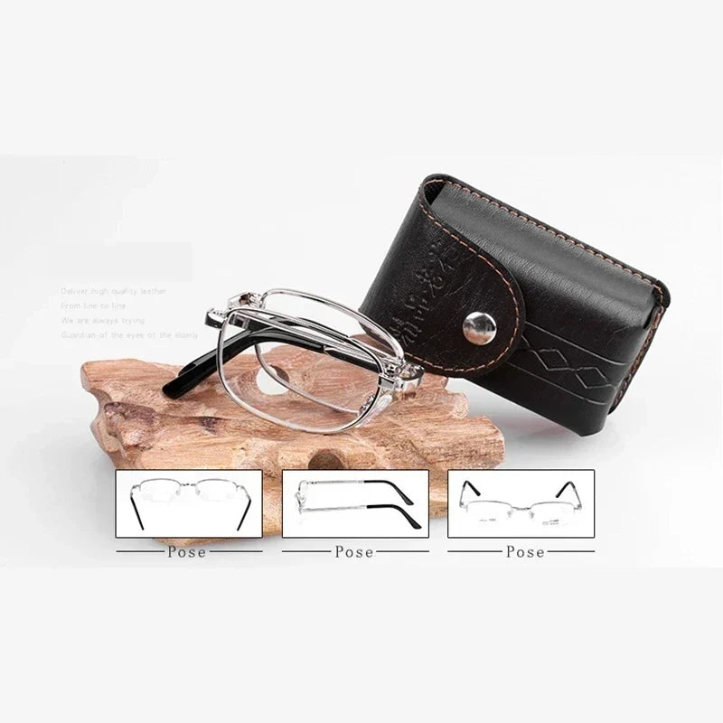 Compact Folding Reading Glasses with Keychain Case