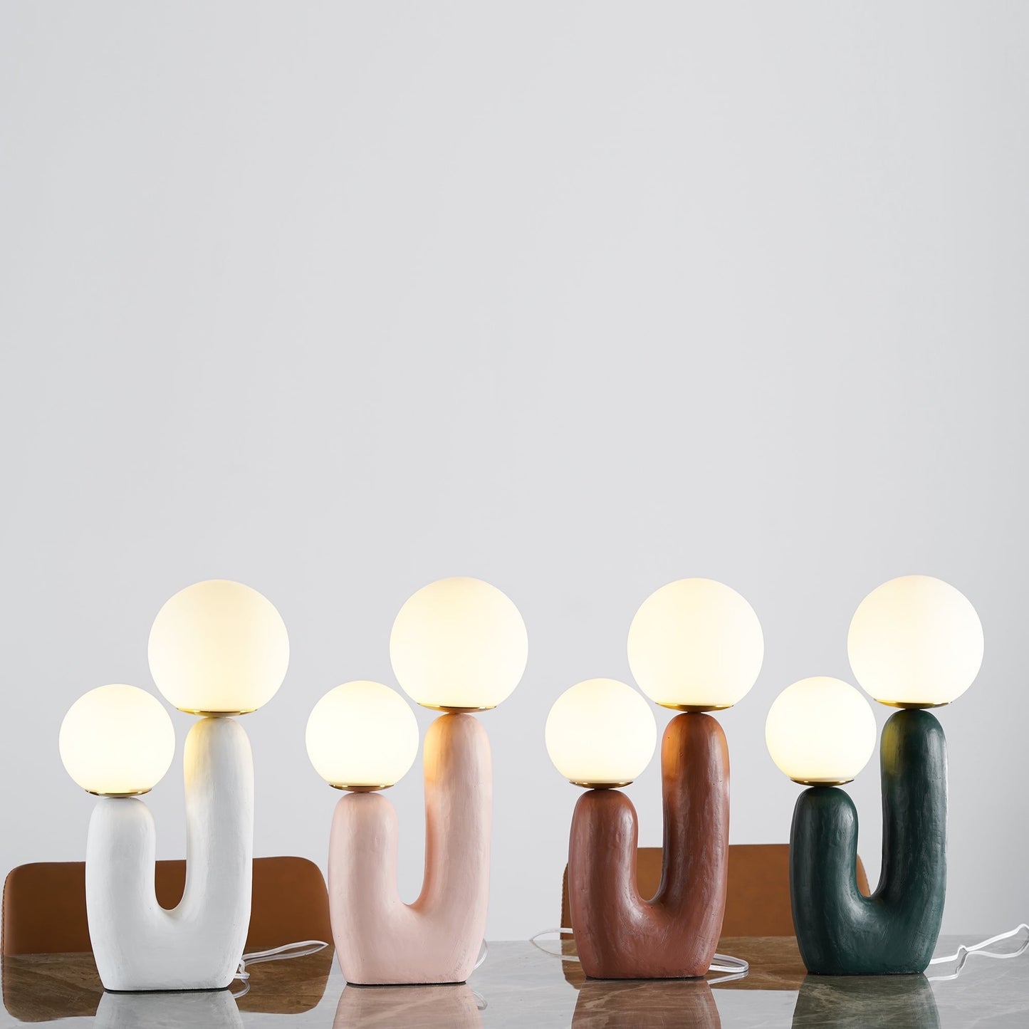 Contemporary Resin and Glass Table Lamp with Natural Accent