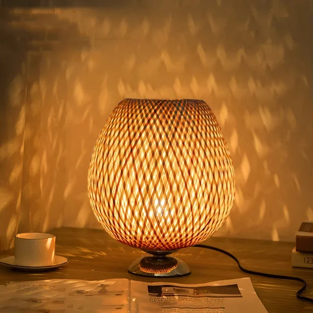 Vintage Bamboo Table Lamp with Rustic Charm
