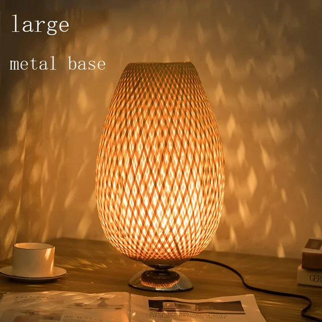 Vintage Bamboo Table Lamp with Rustic Charm