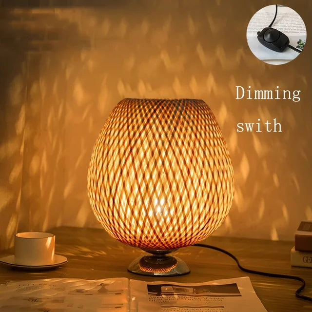Vintage Bamboo Table Lamp with Rustic Charm