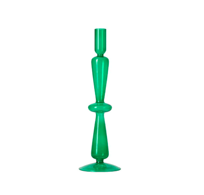 Vintage Glass Candle Holder with Curved Silhouette