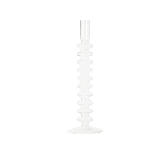 Vintage Glass Candle Holder with Curved Silhouette