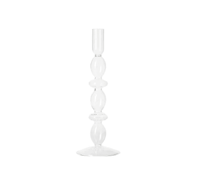 Vintage Glass Candle Holder with Curved Silhouette