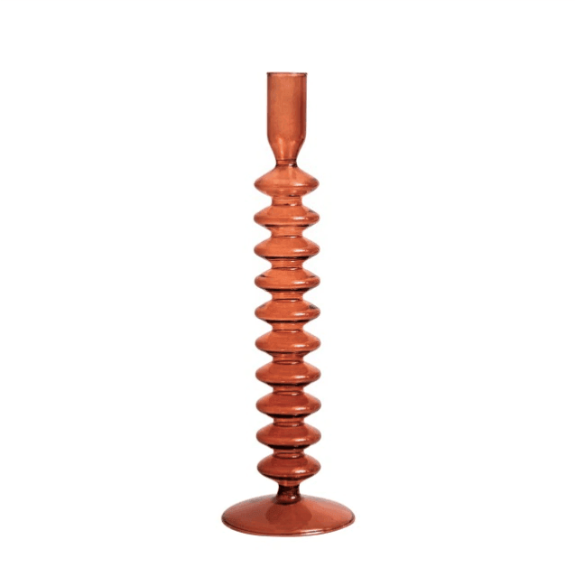 Vintage Glass Candle Holder with Curved Silhouette