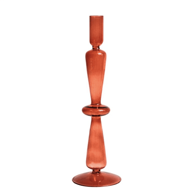 Vintage Glass Candle Holder with Curved Silhouette