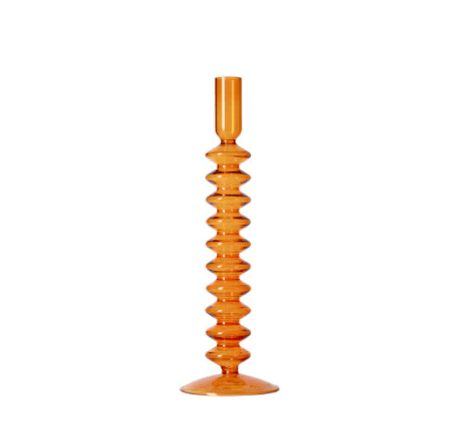 Vintage Glass Candle Holder with Curved Silhouette
